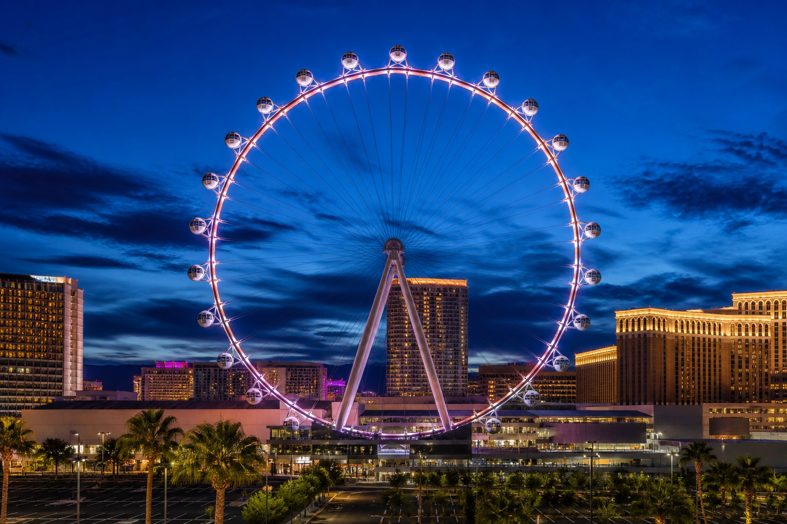 拉斯维加斯High Roller摩天轮蓝调时刻城市夜景